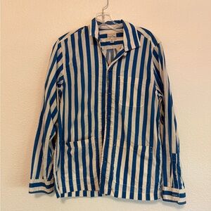 J. Crew Blue and White Striped Shirt With Pockets